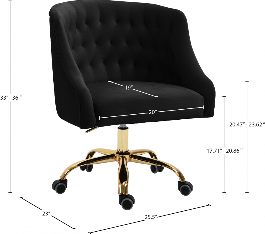 Arden Velvet Upholstered Office Chair - Image 3
