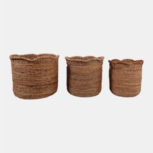 Scallop Edge Round Baskets, Natural